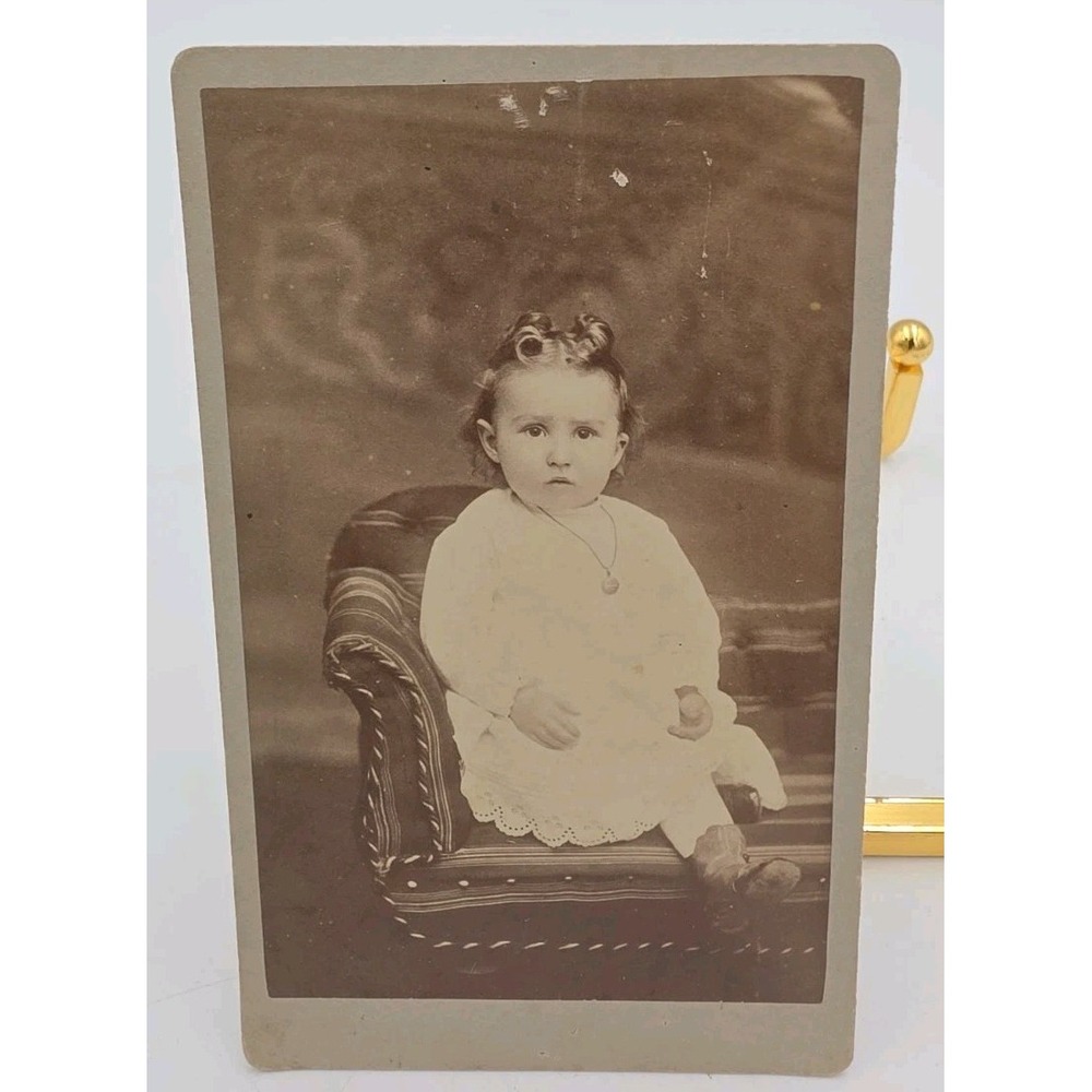 Antique Real Photo Late 1800-Early 1900s Baby Girl 4" X 2.5" CDV Solano Art Stud